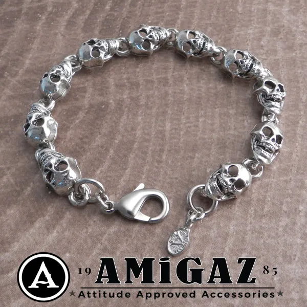 Flat Skull Pewter Bracelet Antique Silver