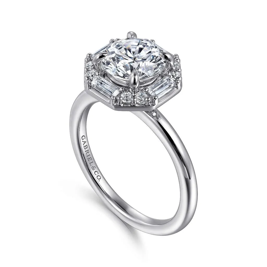 Gabriel & Co Cassi - 14K White Gold Round Diamond Engagement Ring