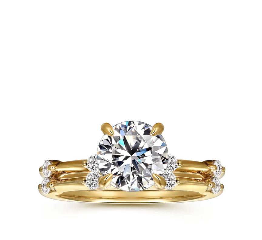 Gabriel & Co. Diamond Station Engagement Ring Semi-Mount