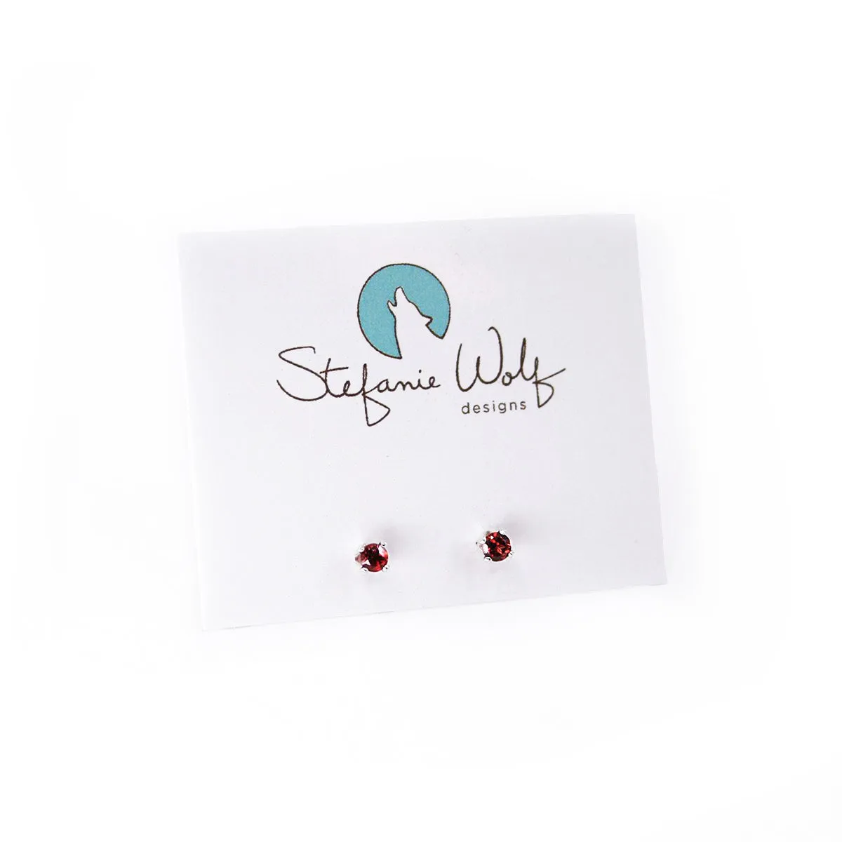 Genuine Garnet Sterling Silver Post Earrings