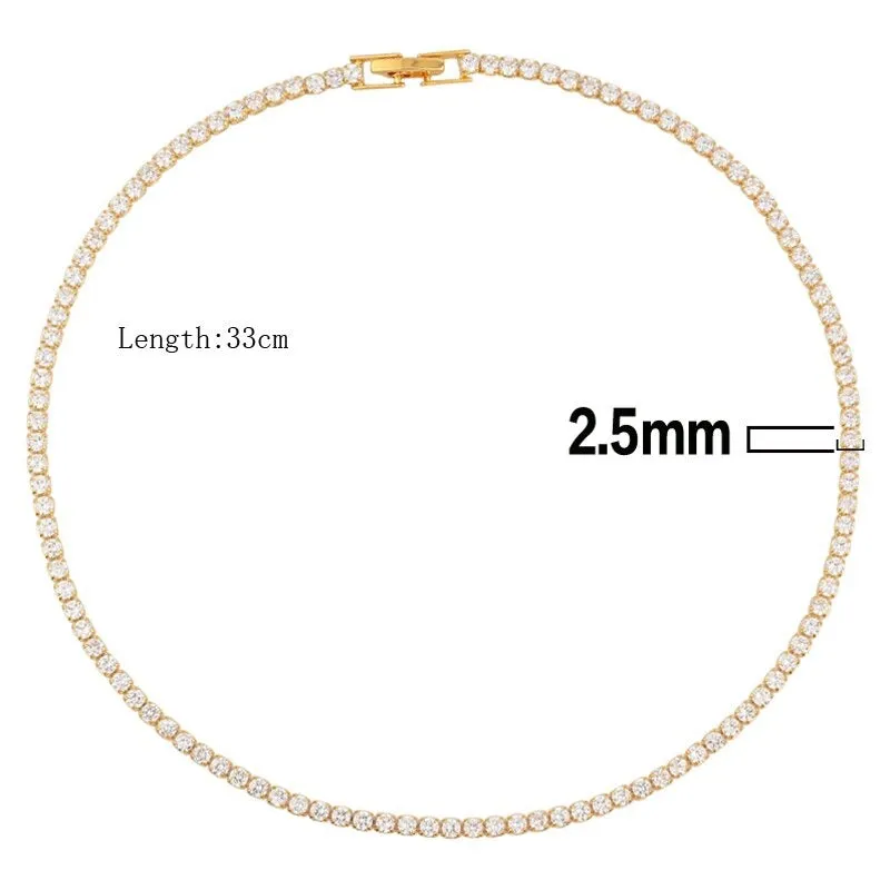 Glam Fashion Rainbow Zircon Embellished Choker Necklaces