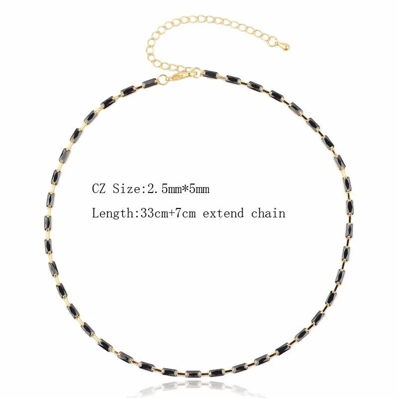 Glam Fashion Rainbow Zircon Embellished Choker Necklaces