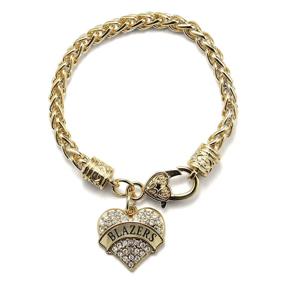 Gold Blazers Pave Heart Charm Braided Bracelet