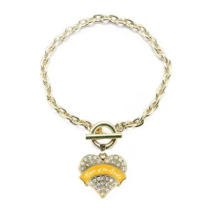 Gold Marigold Mom of the Bride Pave Heart Charm Toggle Bracelet