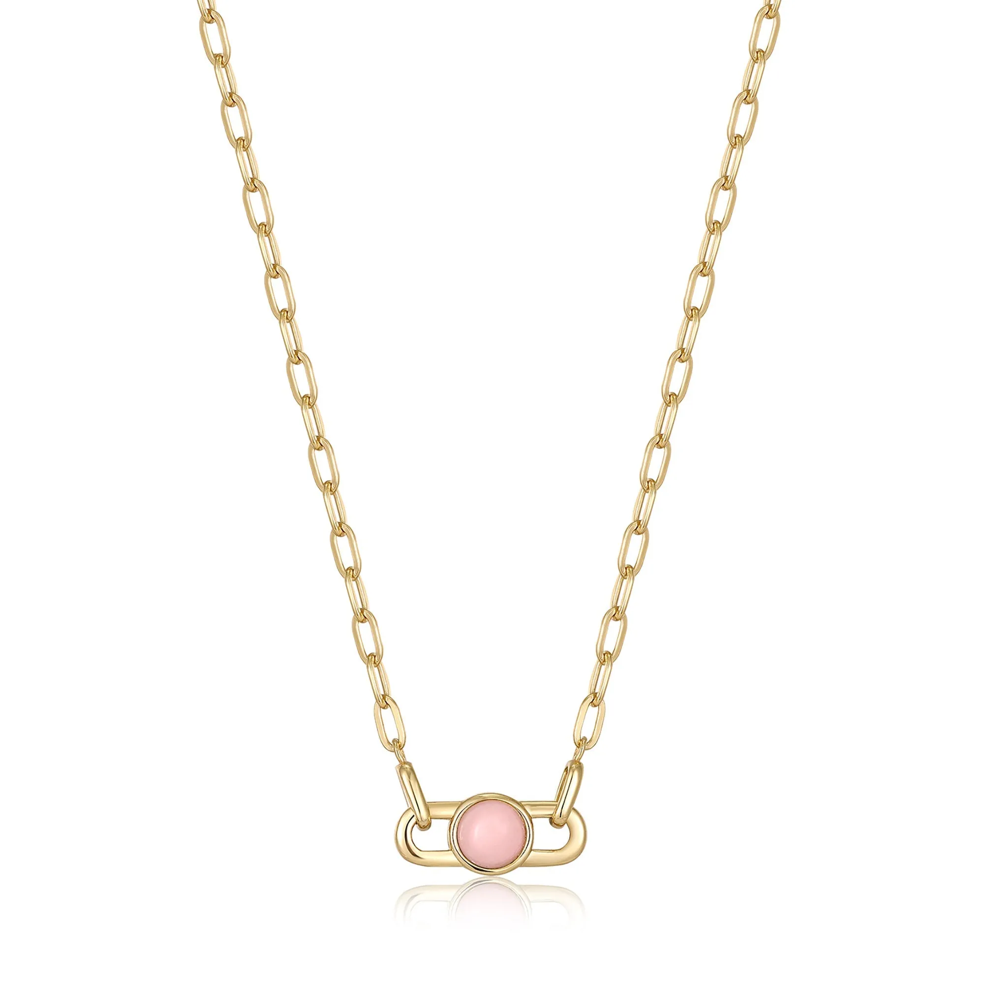 Gold Orb Rose Quartz Link Necklace