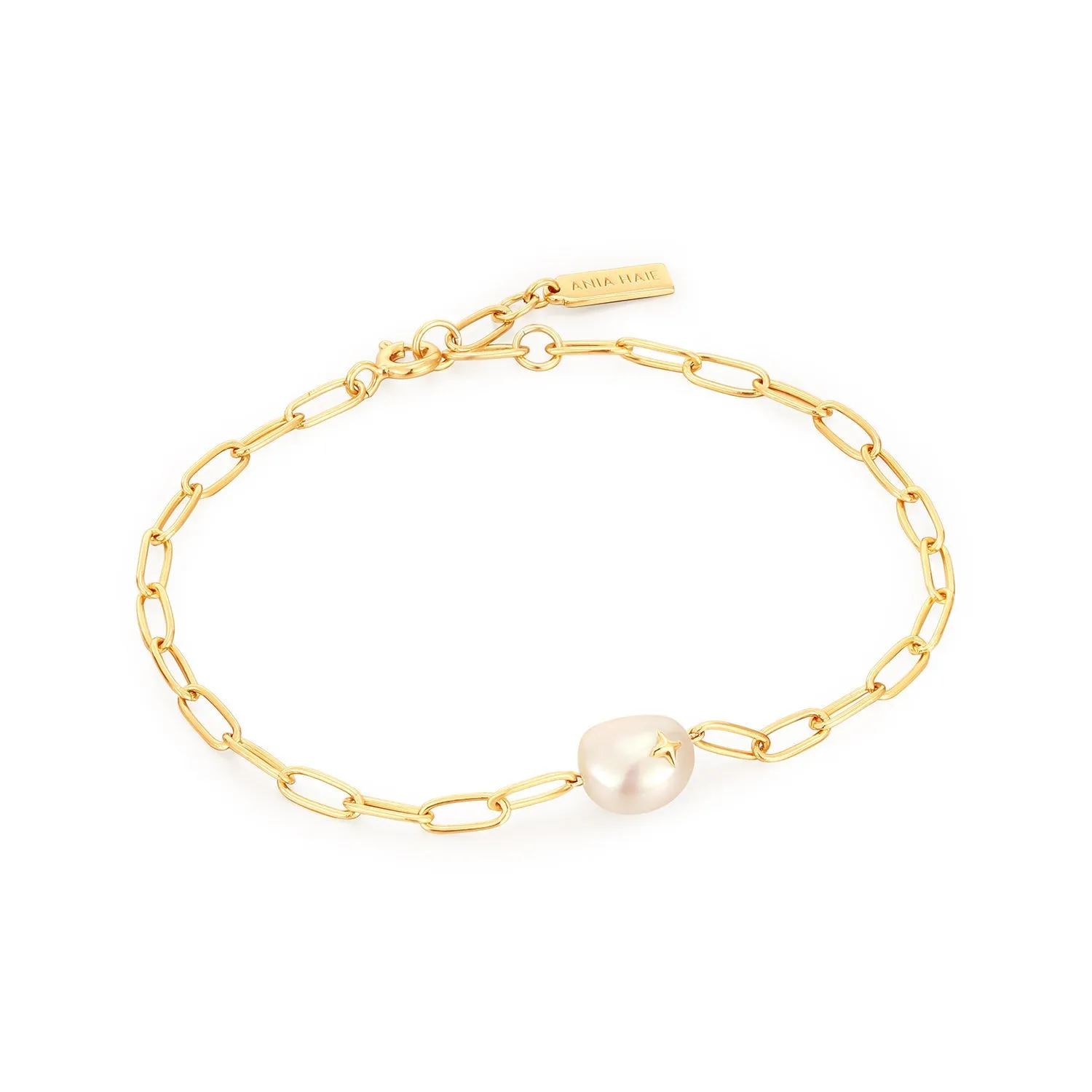 Gold Pearl Sparkle Chunky Chain Bracelet