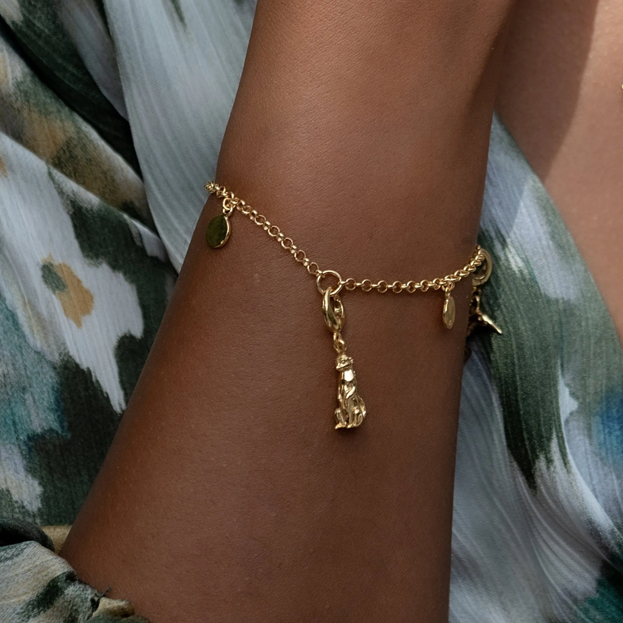 Gold Plated 3 Station Charm Bracelet