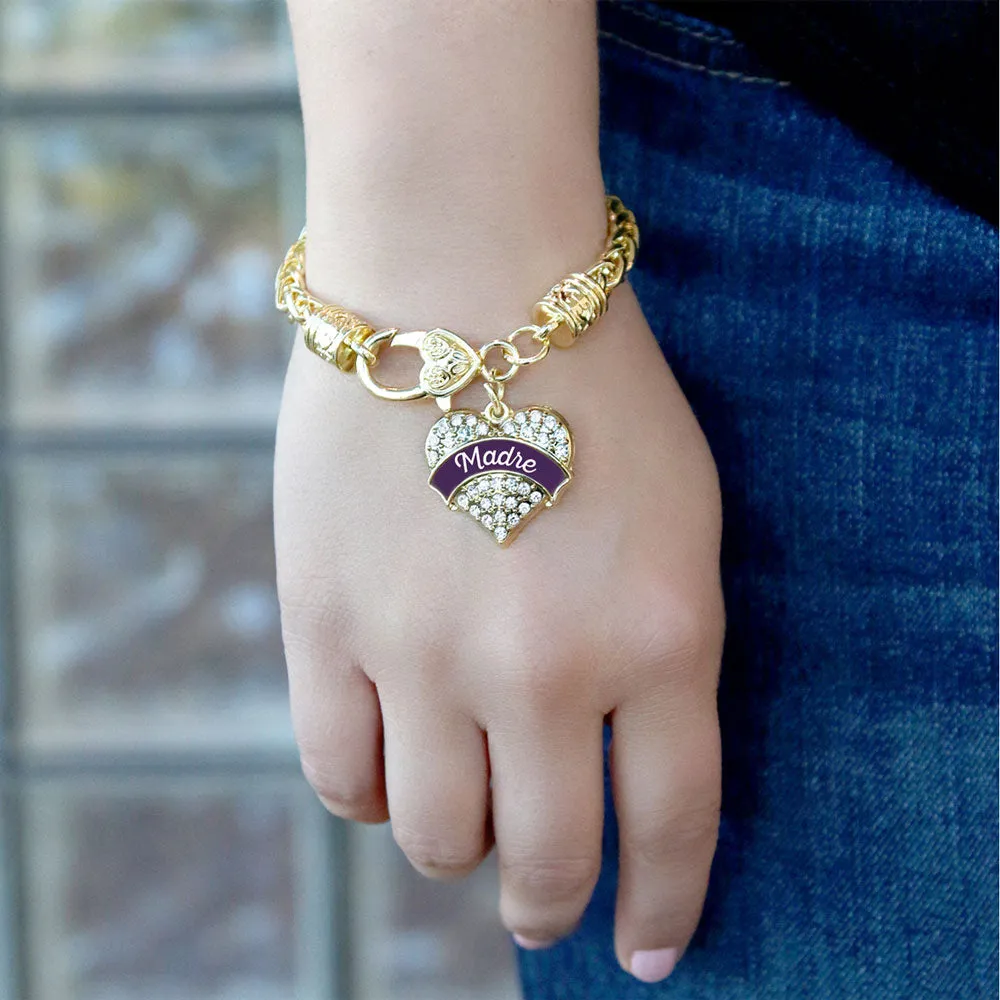 Gold Plum Madre Pave Heart Charm Braided Bracelet