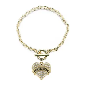 Gold Polar-Bears Pave Heart Charm Toggle Bracelet