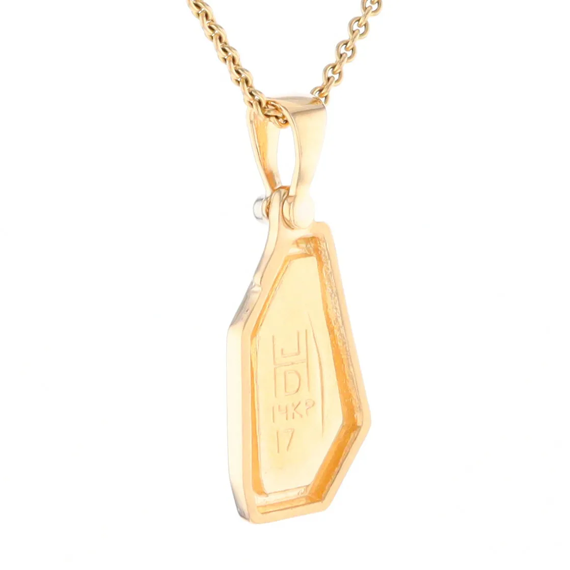 Gold Quartz Necklace .02ct Diamond Geometric Inlaid Design Pendant