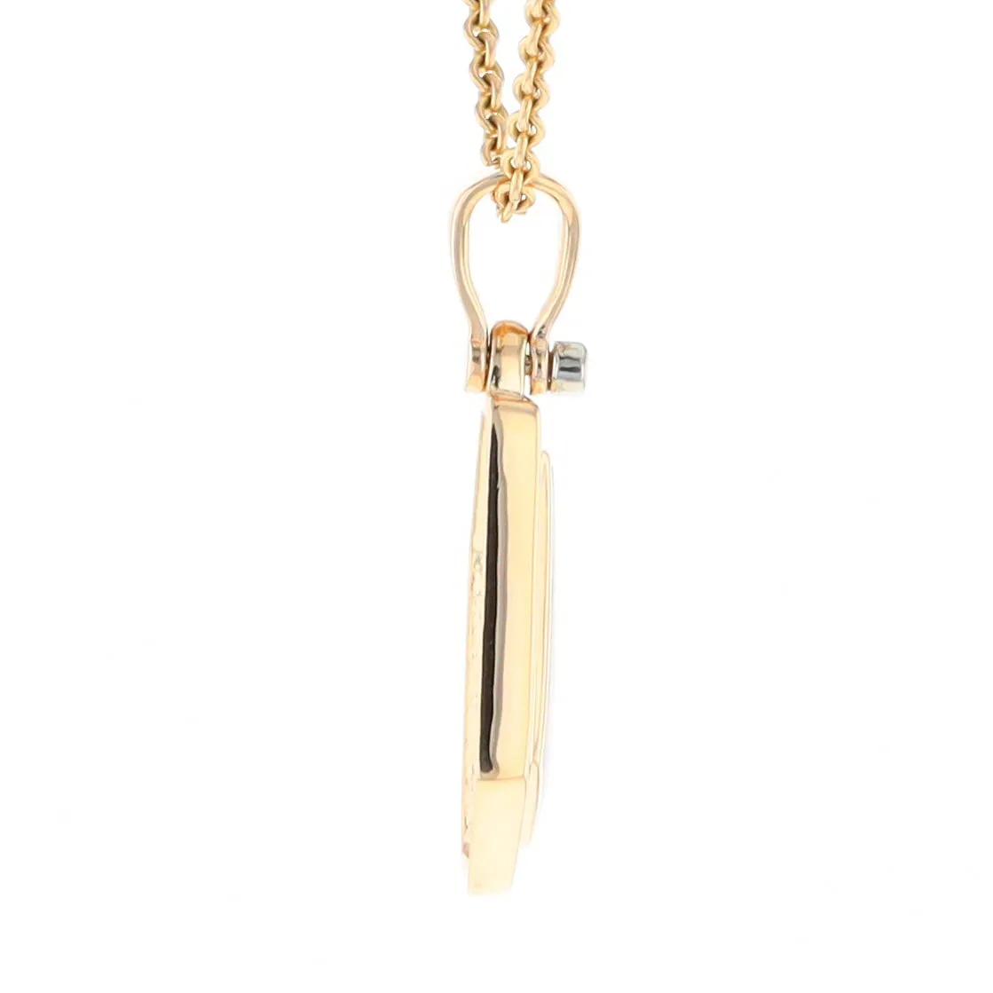 Gold Quartz Necklace .02ct Diamond Geometric Inlaid Design Pendant