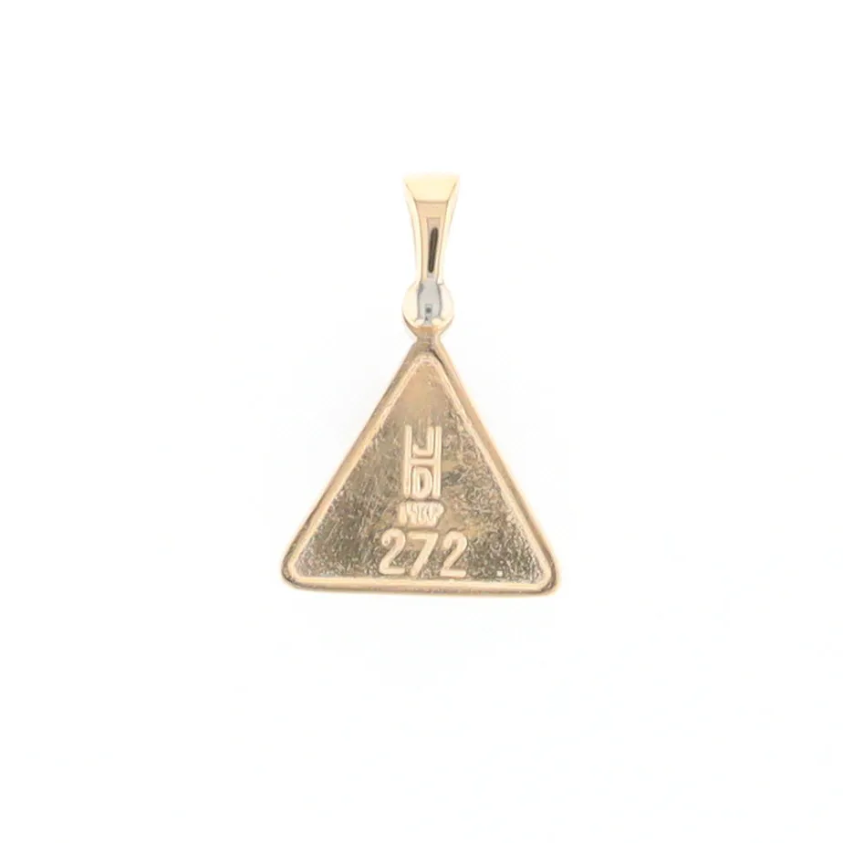 Gold Quartz Necklace Triangle Inlaid Pendant with .02ct Diamond