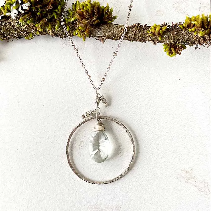 Green Quartz Circle Necklace