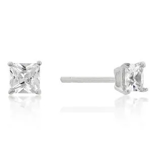 Halsey Princess Cut Stud Earrings – 5mm  | .75ct | Sterling Silver