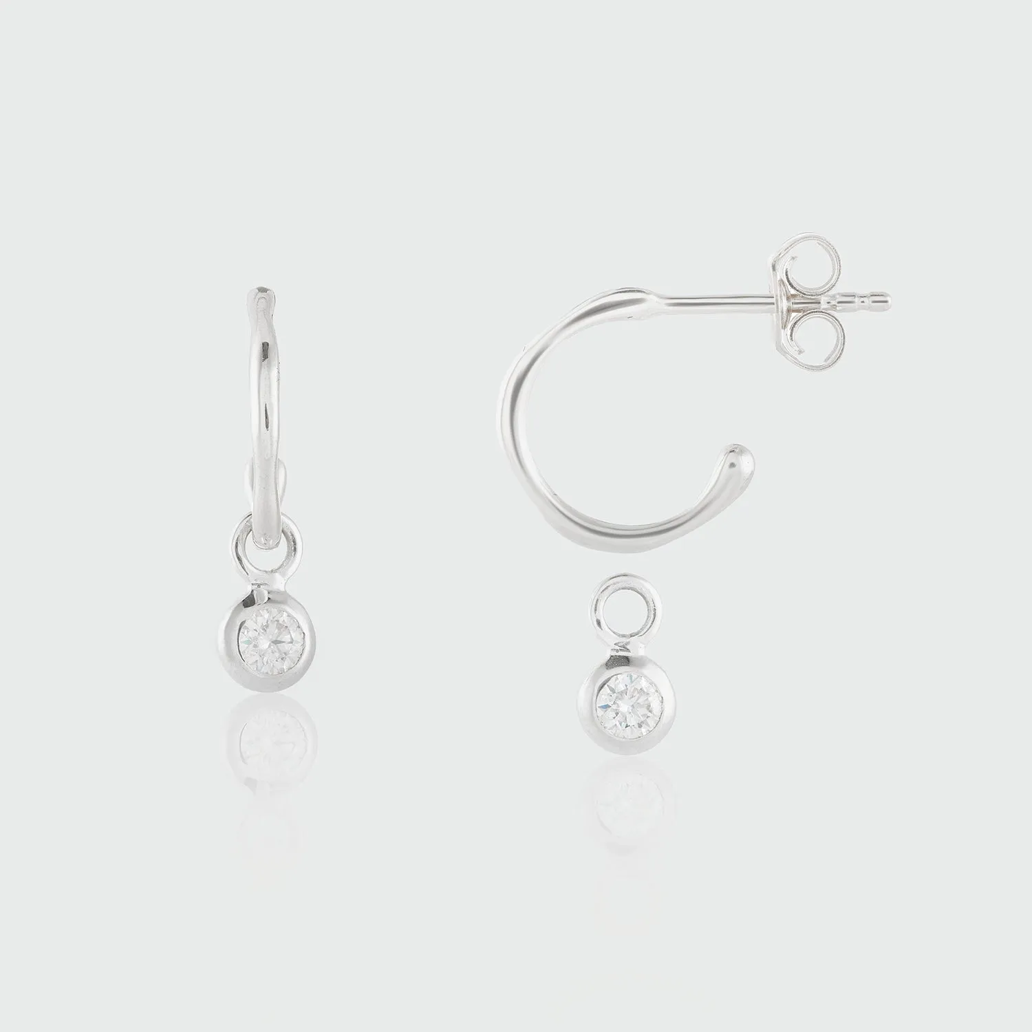 Hampton Moissanite & Silver Interchangeable Gemstone Earrings