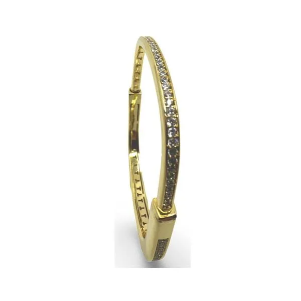 'Handcuff' Gold Plated and CZ Bracelet (BNG4855)