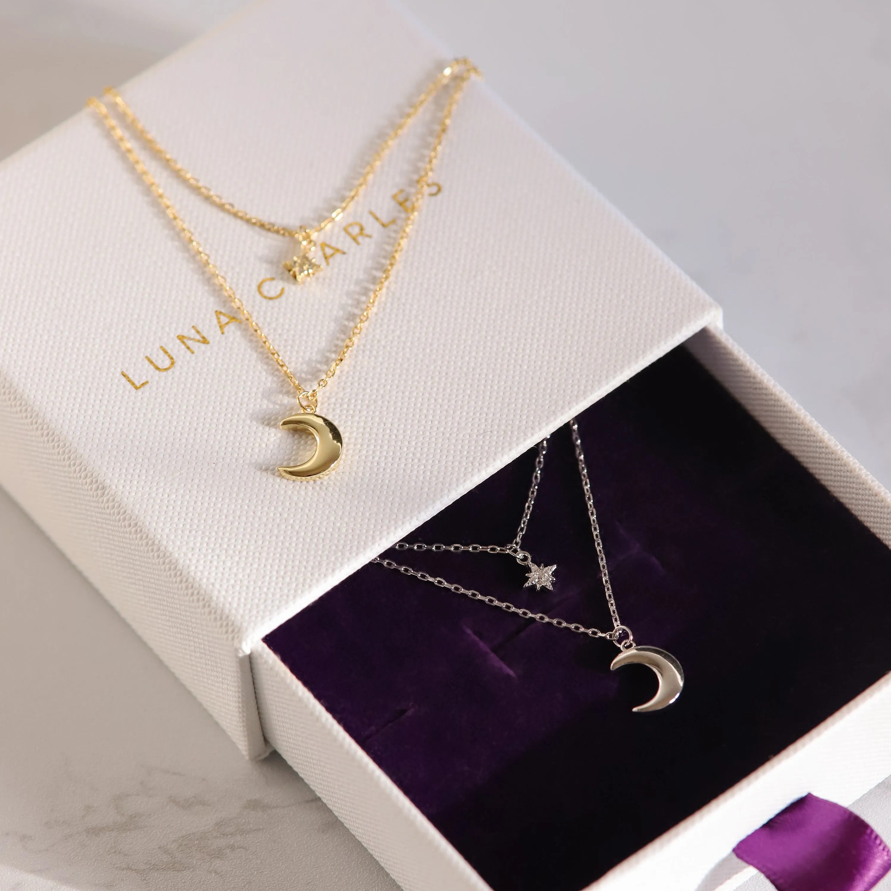 Harper Moon & Star Charm Necklace | 925 Sterling Silver