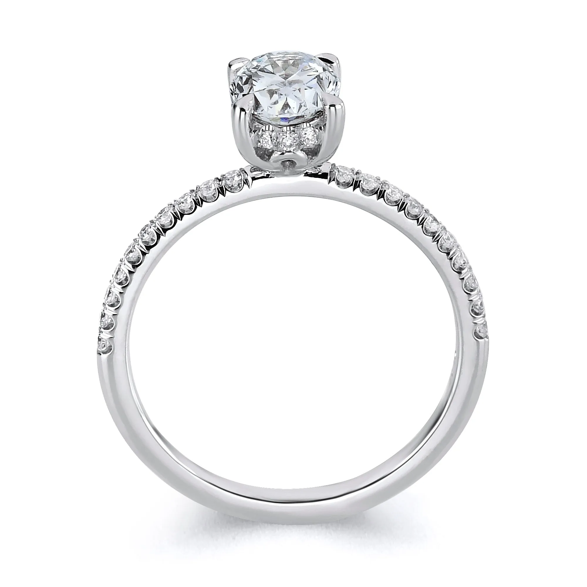 Hidden Halo Oval Diamond Ring