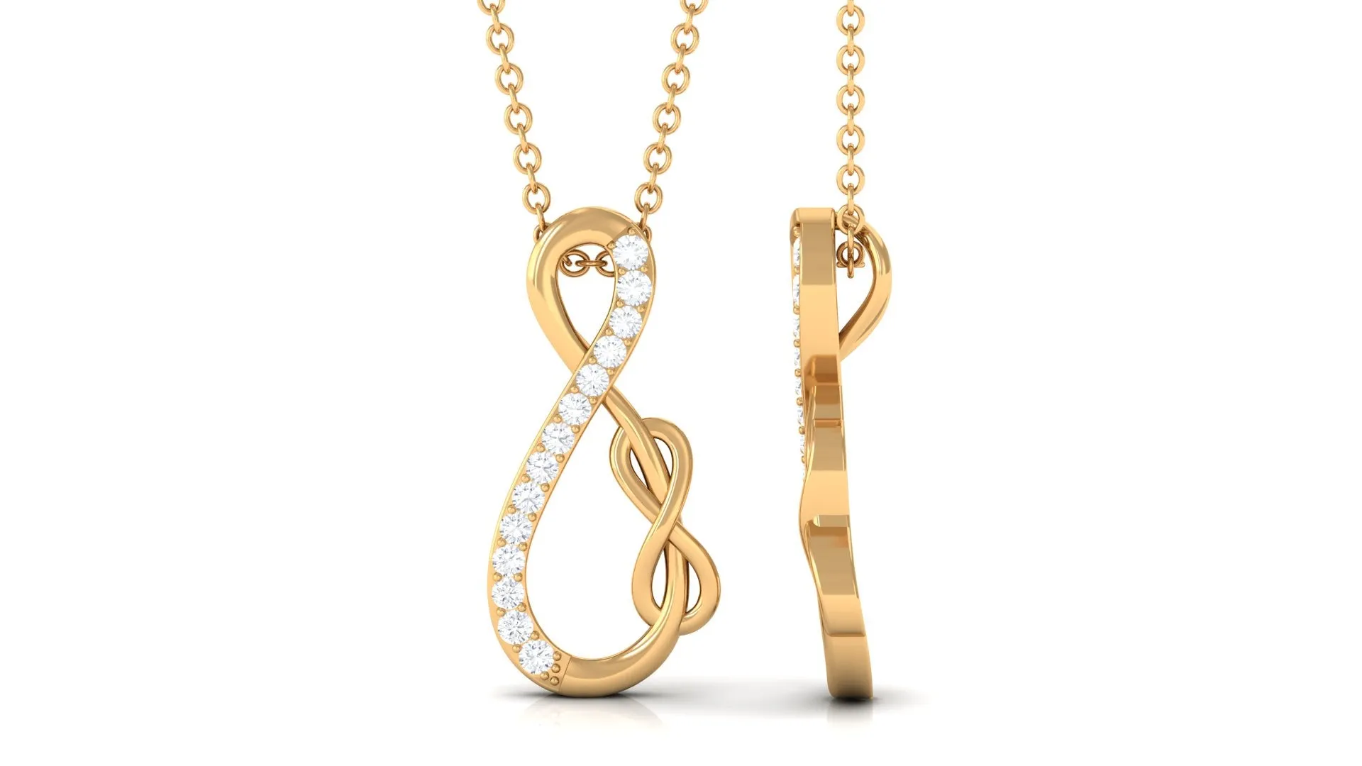 Interlock Infinity Pendant Necklace with Moissanite in Gold