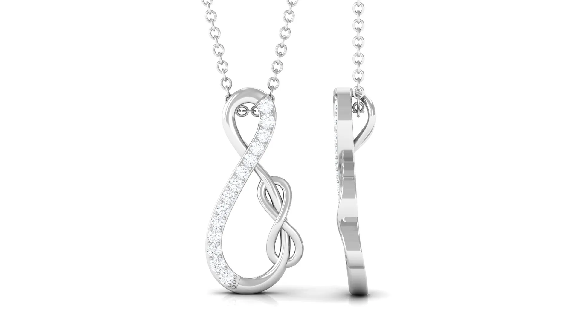 Interlock Infinity Pendant Necklace with Moissanite in Gold