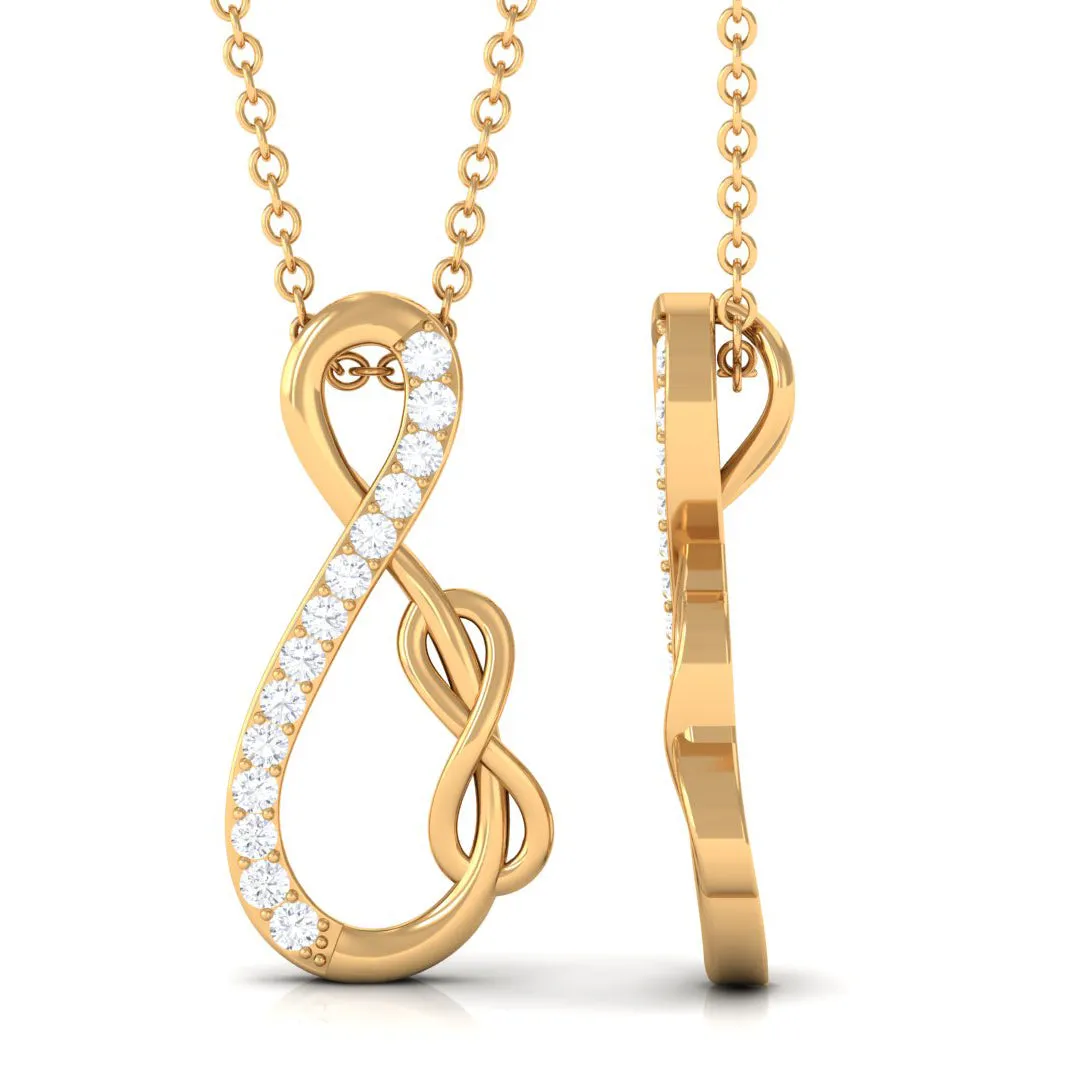 Interlock Infinity Pendant Necklace with Moissanite in Gold