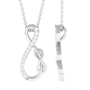 Interlock Infinity Pendant Necklace with Moissanite in Gold