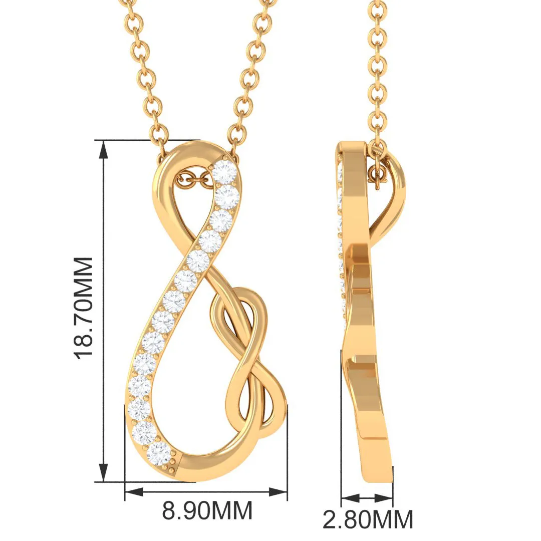 Interlock Infinity Pendant Necklace with Moissanite in Gold