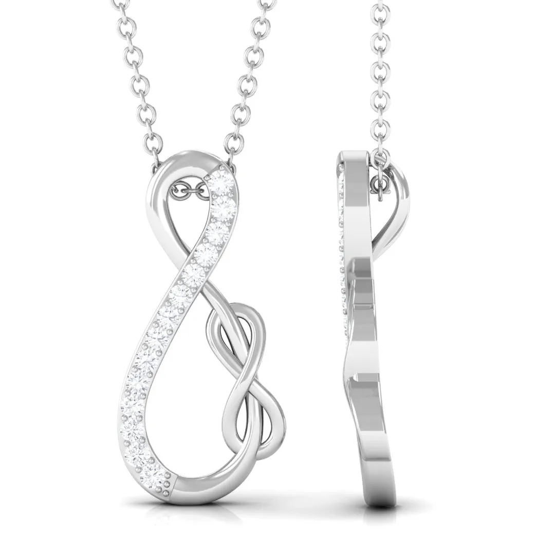 Interlock Infinity Pendant Necklace with Moissanite in Gold