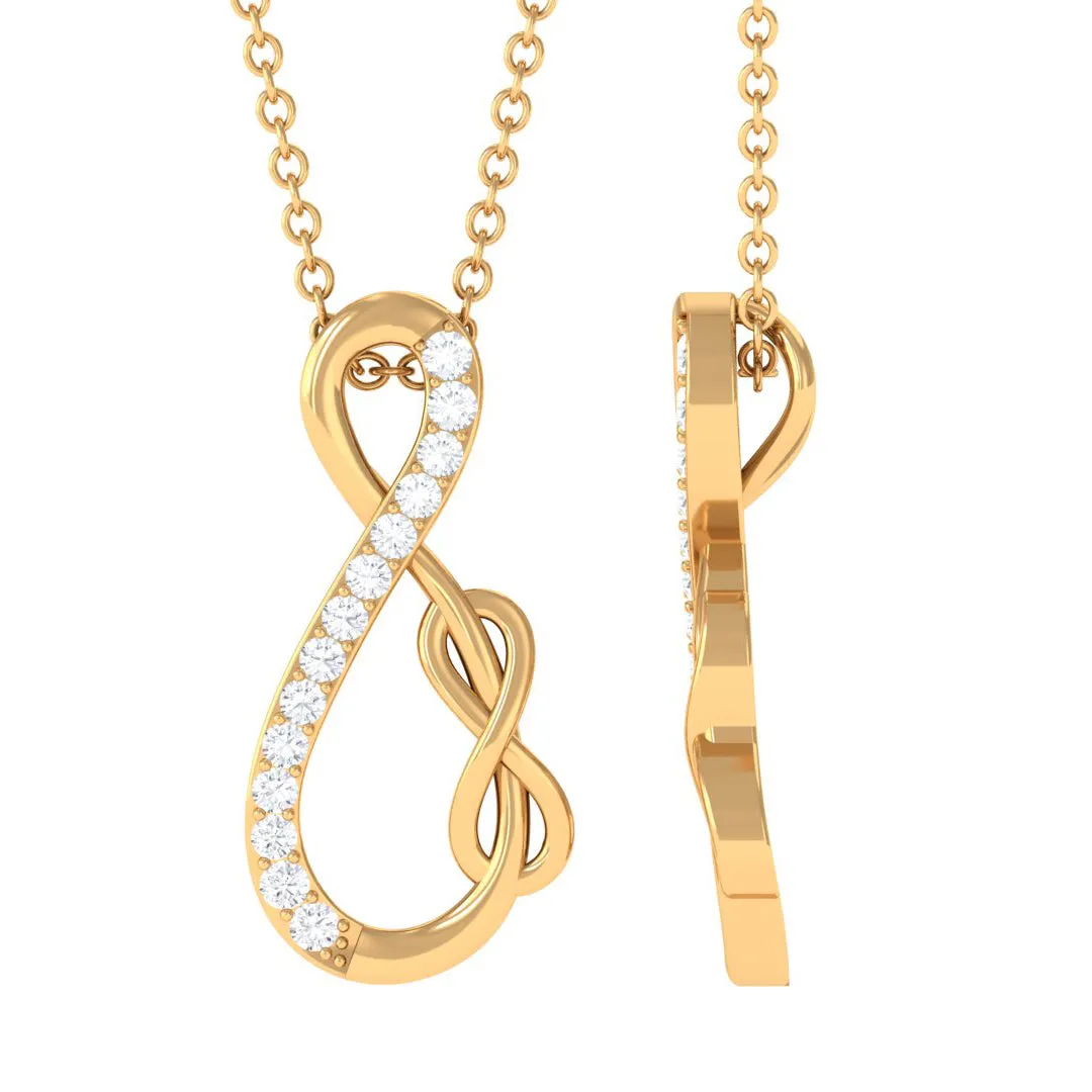 Interlock Infinity Pendant Necklace with Moissanite in Gold