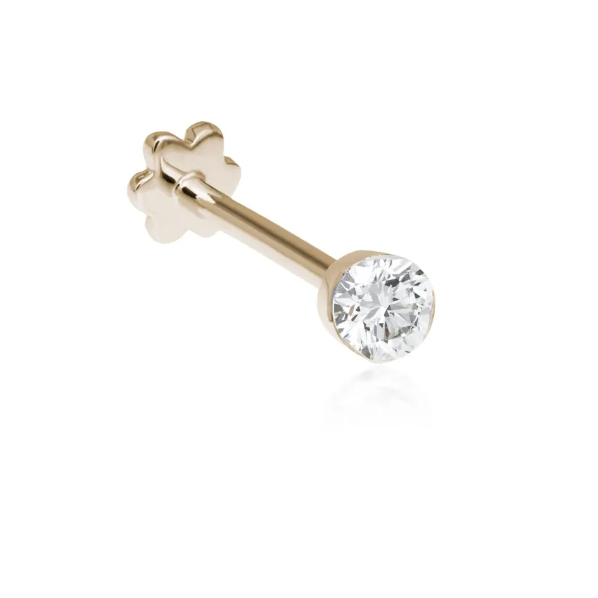 Invisible Set Diamond Threaded Stud Earring by Maria Tash in 18K Yellow Gold. Flat Stud.