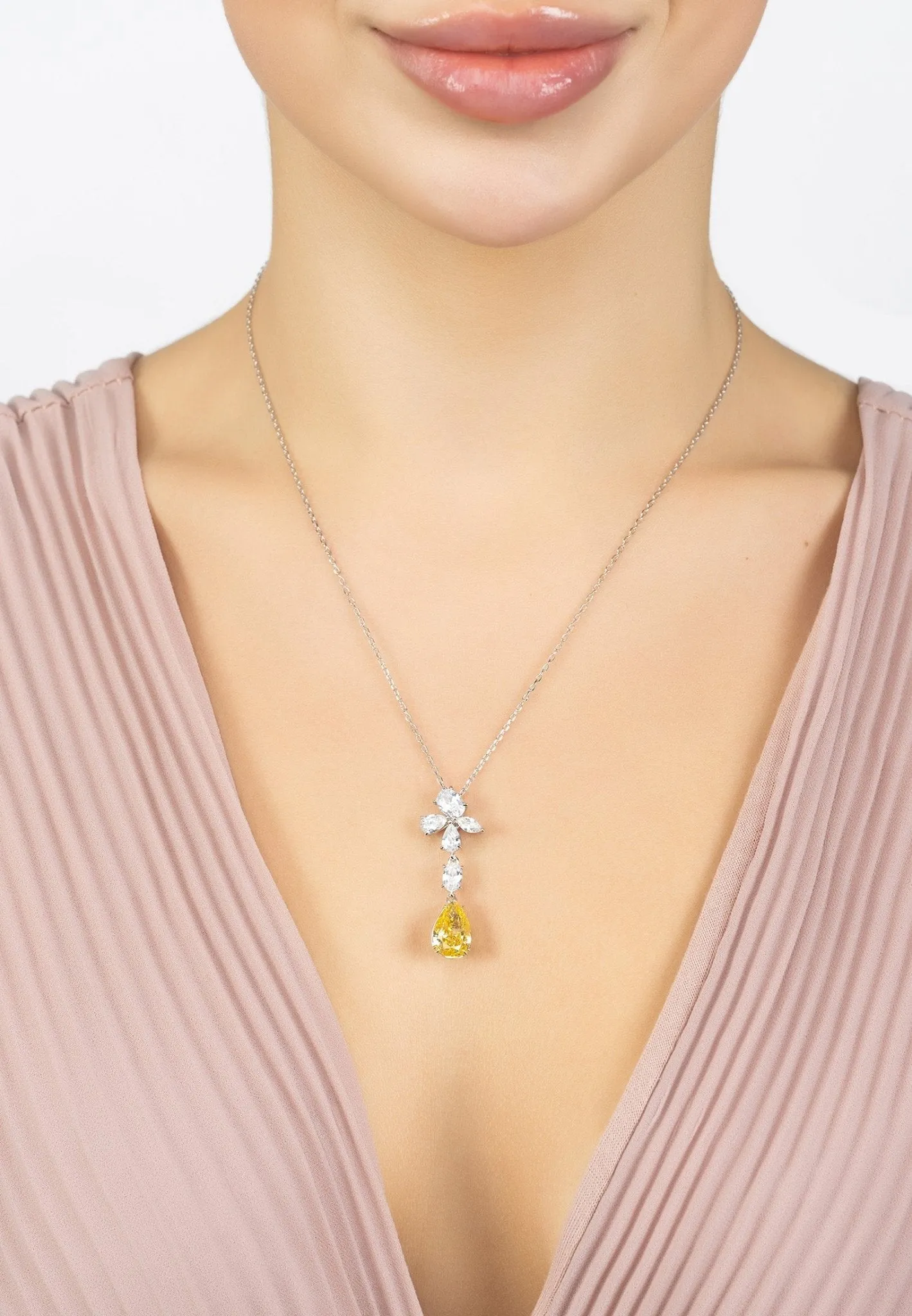 Isabella Pendant Necklace Silver Citrine