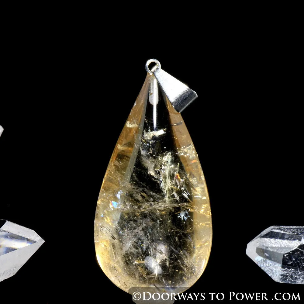 John of God Citrine Quartz Abundance Casa Crystal Drop Pendant