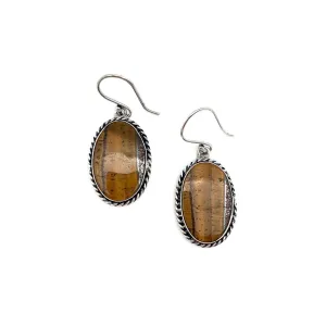 Kashi Semiprecious Large Stone Earrings - Tigereye