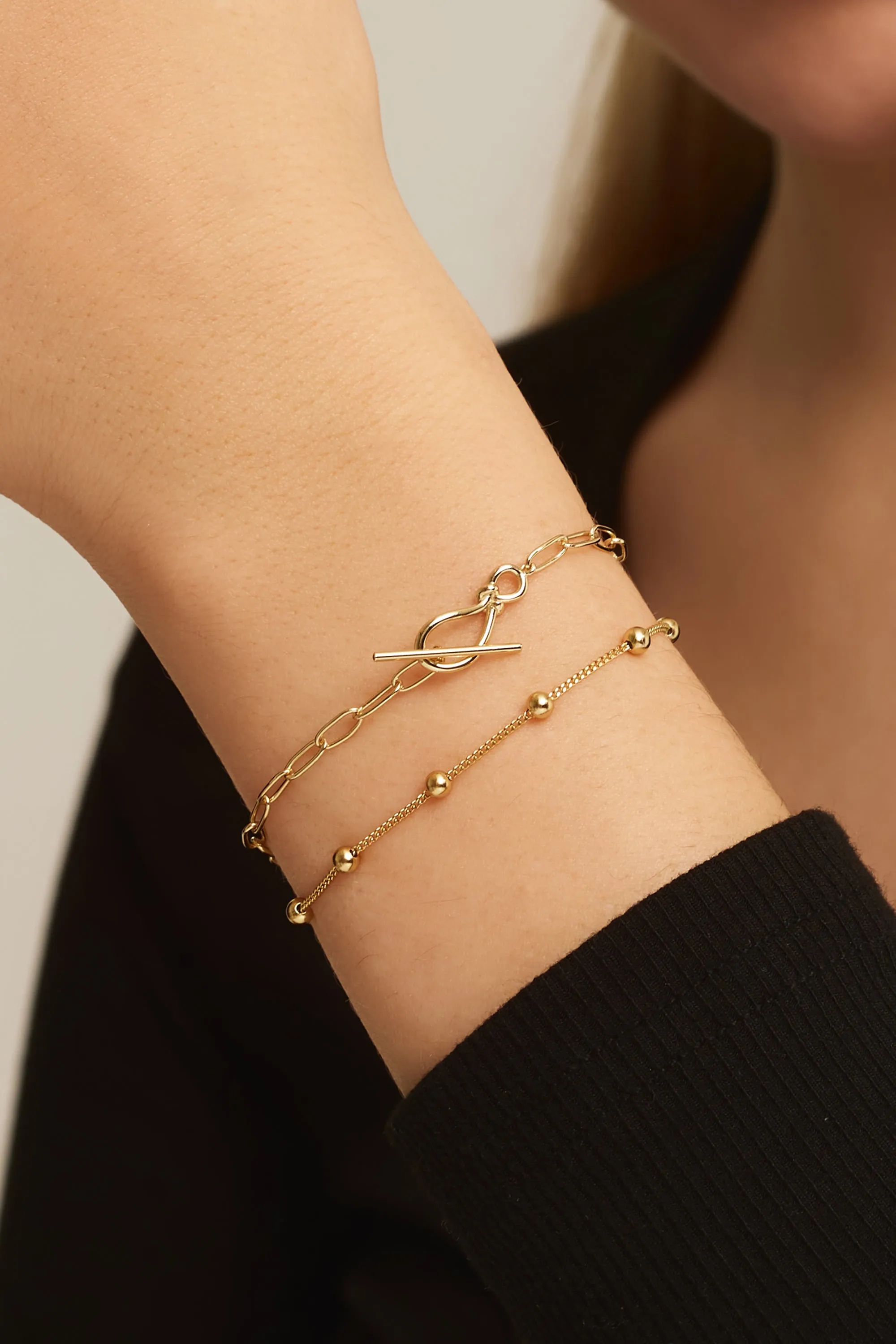 Knot Toggle & Paperclip Chain Bracelet