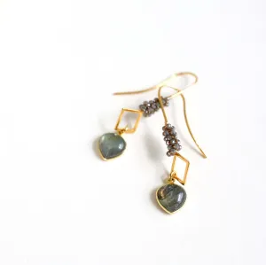 Labradorite Heart Bezel Earrings