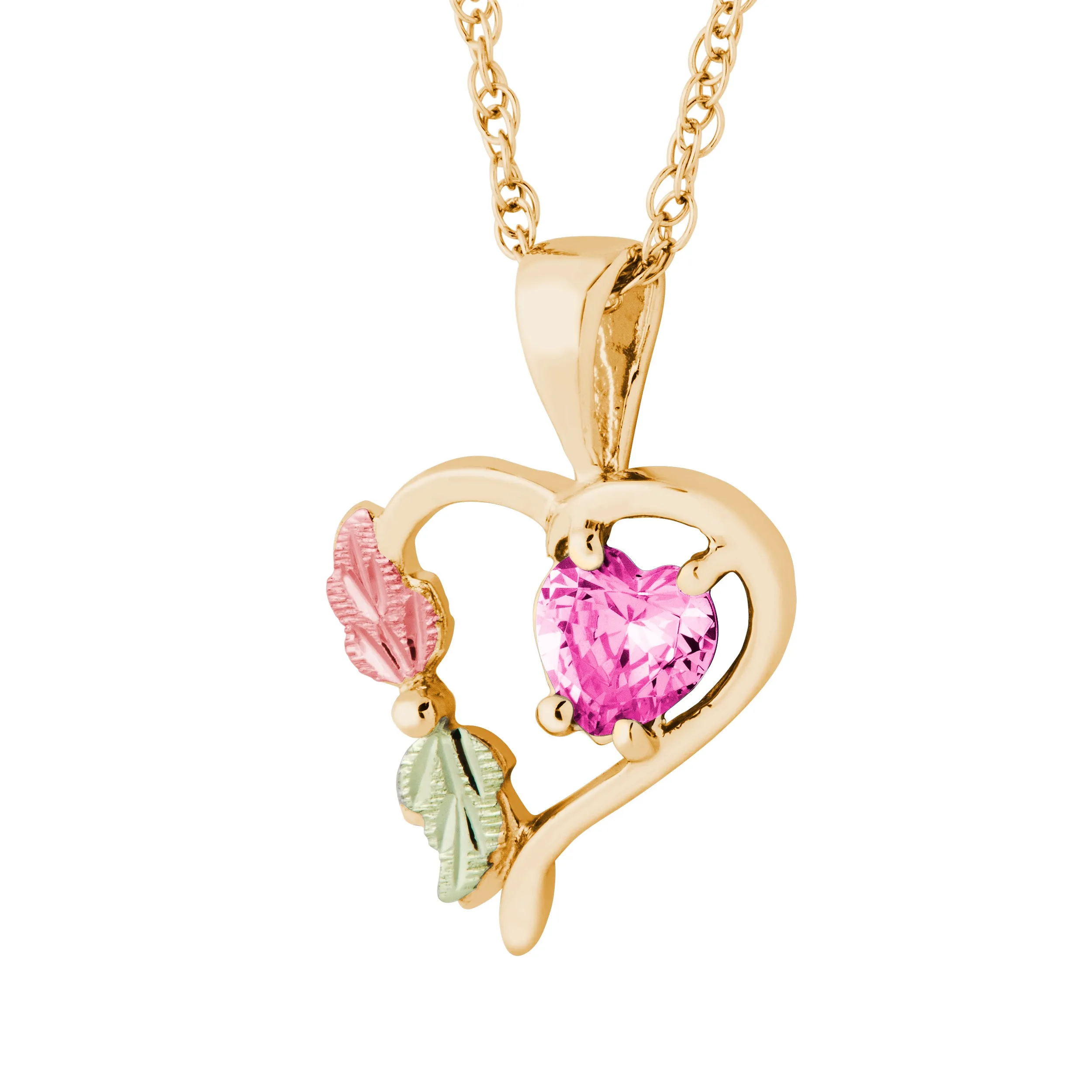 Landstrom's Black Hills Gold October Heart Birthstone Pendant