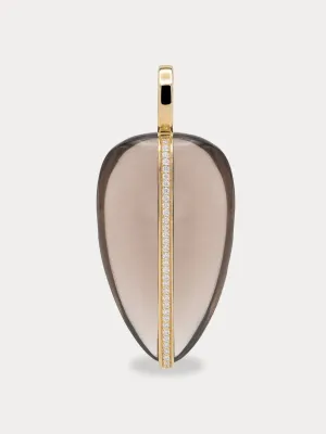 Large smokey quartz diamond pebble pendant | 14K