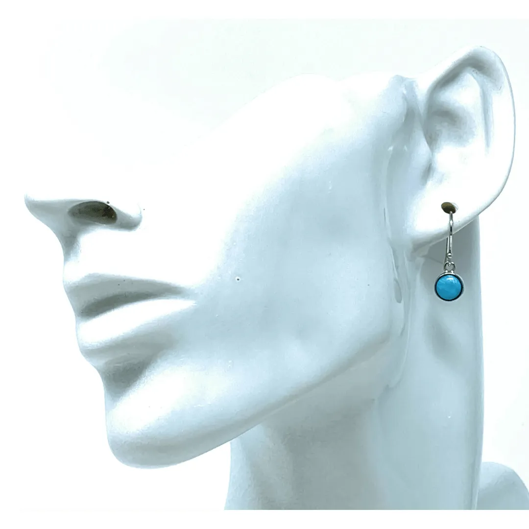 Larimar Circle Sterling Silver Dangle Earrings