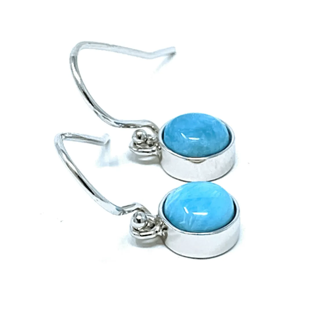 Larimar Circle Sterling Silver Dangle Earrings