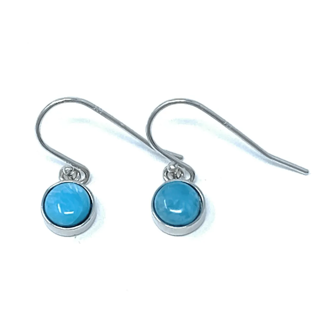 Larimar Circle Sterling Silver Dangle Earrings