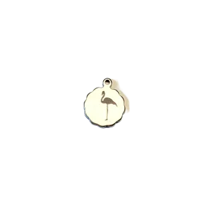 Laser Engraved Flamingo Disc Charm