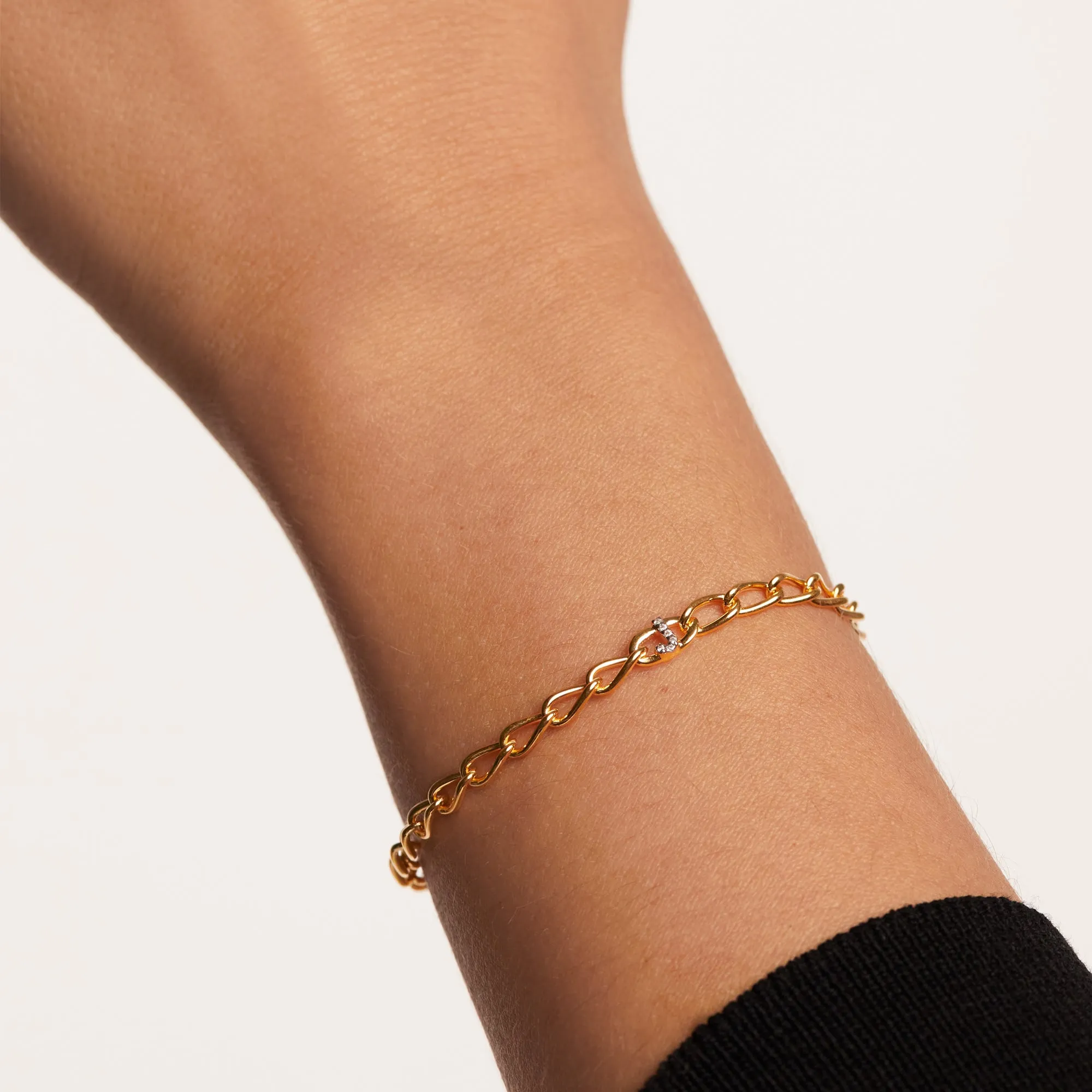 Letter J Chain Gold Bracelet