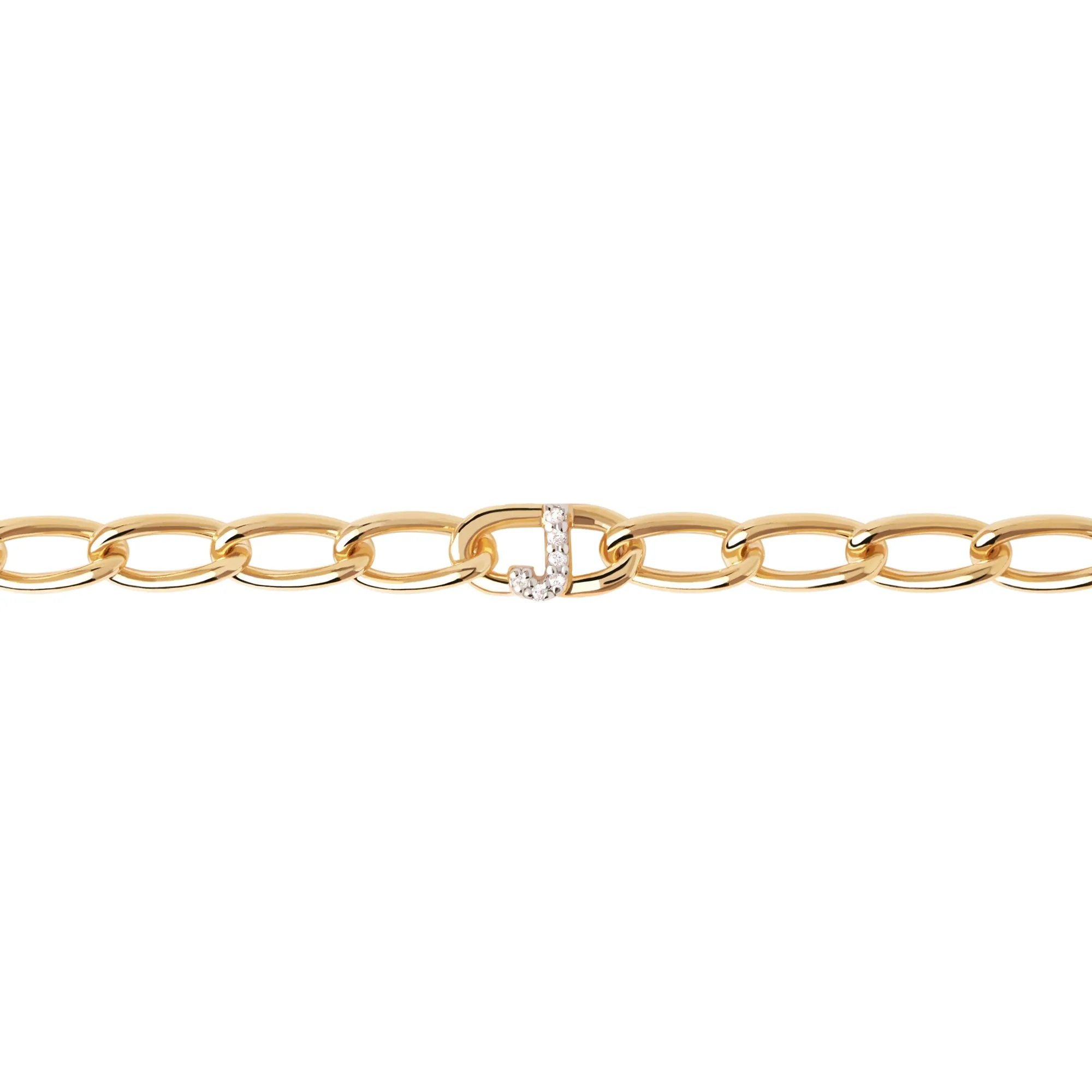 Letter J Chain Gold Bracelet