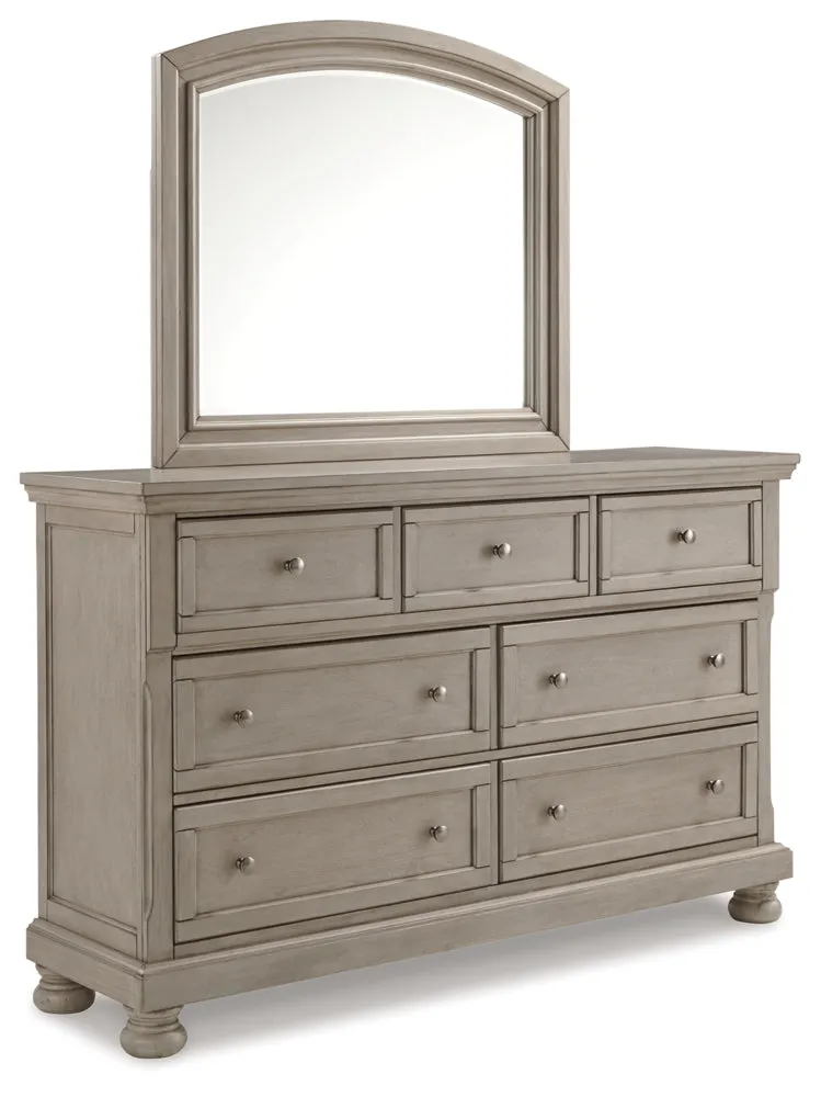 Lettner Queen Panel Bed with Mirrored Dresser