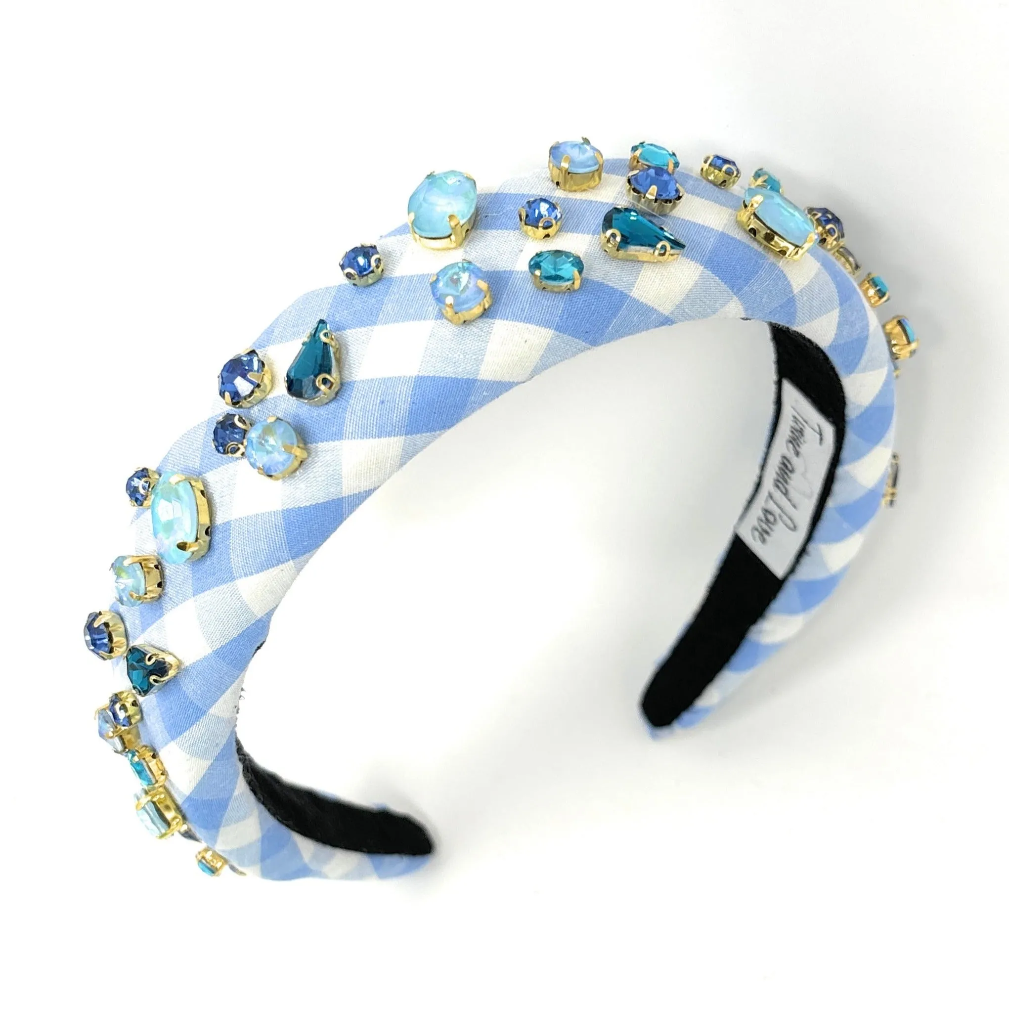 Light Blue Gingham Padded Headband