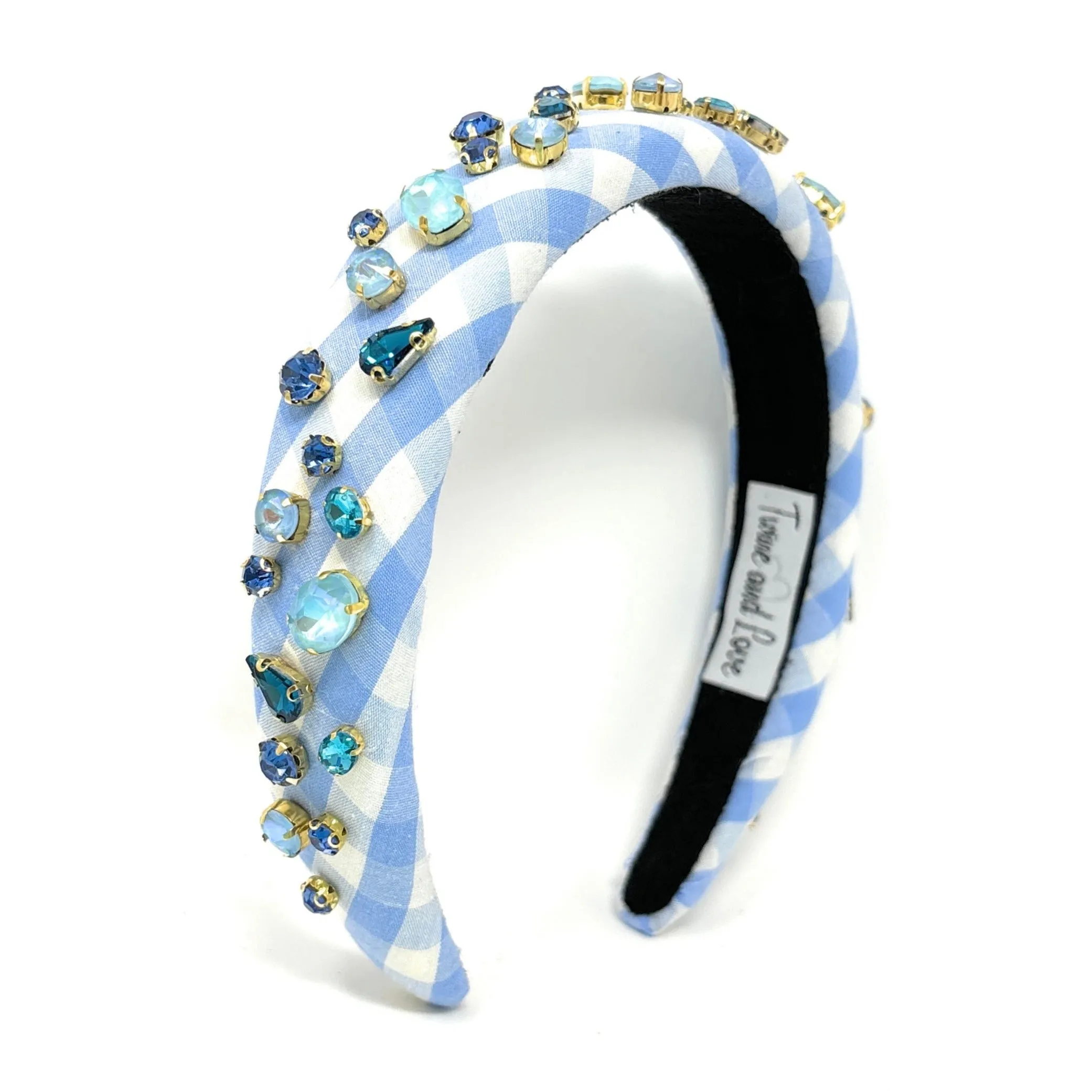 Light Blue Gingham Padded Headband