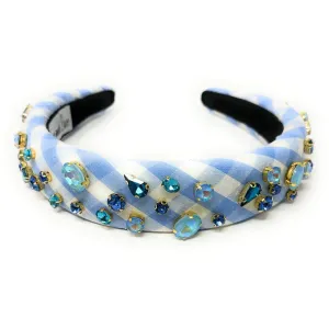 Light Blue Gingham Padded Headband