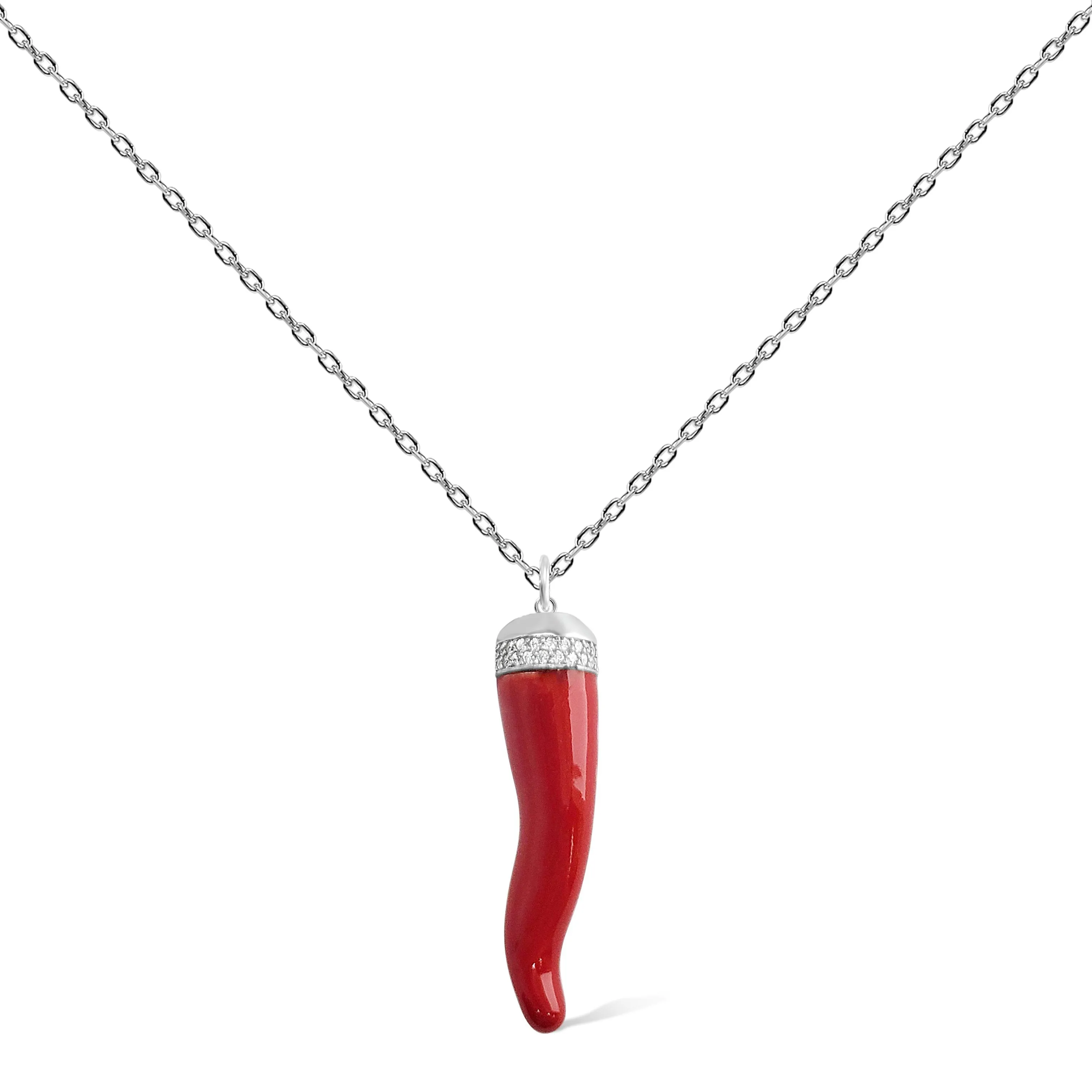 Lucky Italian Horn Sterling Silver Necklace