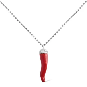 Lucky Italian Horn Sterling Silver Necklace