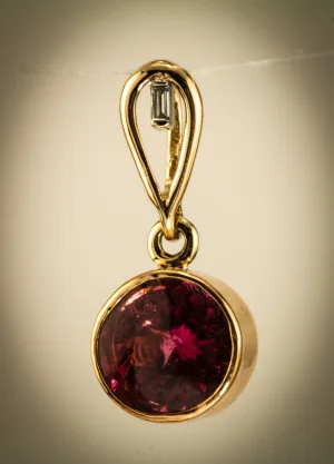 Maine Tourmaline , Diamond 14kt Pendant